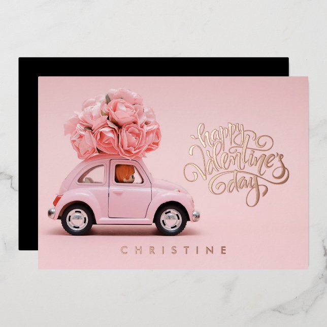 Heureuse Sainte-Valentin, Carte Foil Nom Personnal (Recto/Verso)