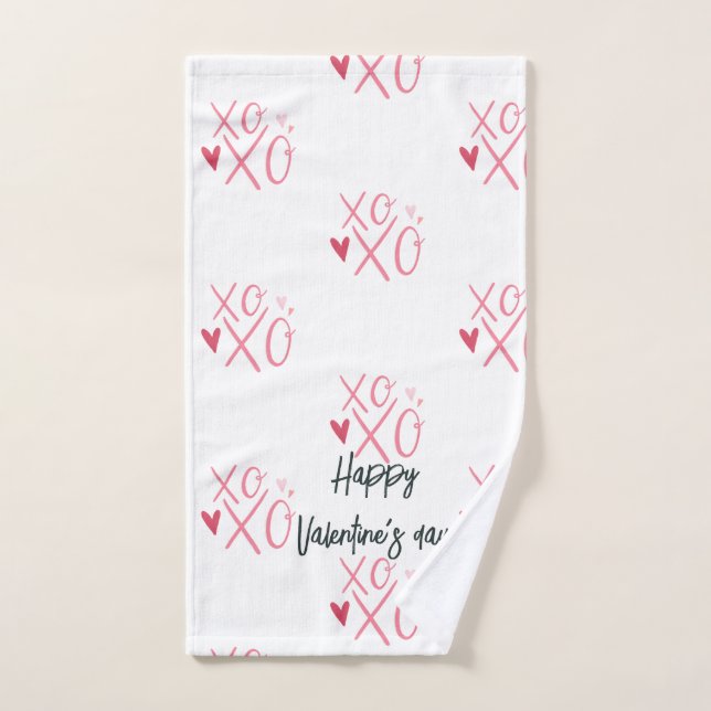 Heureuse Sainte-Valentin de coeur rose "XOXO" (Serviette à main)