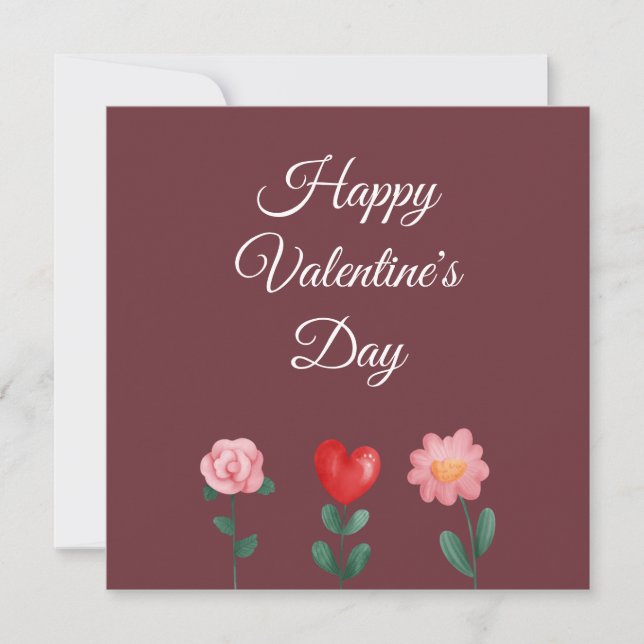 Heureuse Sainte-Valentin fleurs carte de script bo (Devant)