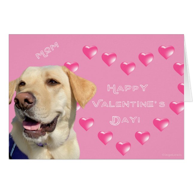 Heureuse Sainte-Valentin Maman, Chien Hearts Card (Devant horizontal)