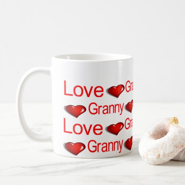 Heureuse Sainte-Valentin Mugs Aimer Granny Hearts (Avec donut)