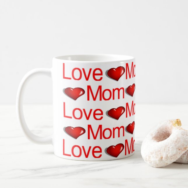 Heureuse Sainte-Valentin Mugs Aimer Maman Coeurs r (Avec donut)