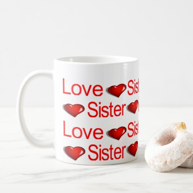 Heureuse Sainte-Valentin Mugs Aimer Soeur Coeurs (Avec donut)