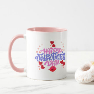 Heureuse Sainte-Valentin Pink violet Coeurs Mug