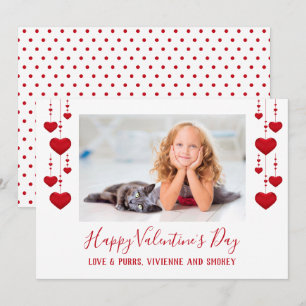 Heureuse Sainte-Valentin Red Hearts Carte photo pl