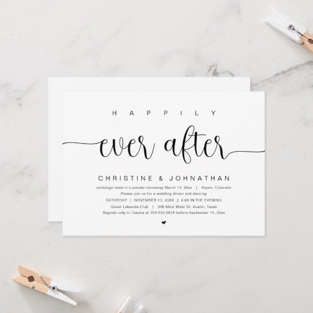 Heureux à jamais, Invitation de mariage en fuite (Devant/Arrière en situation)