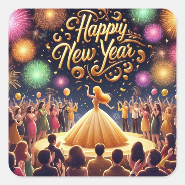 HEUREUX autocollant du NOUVEL AN (Devant)