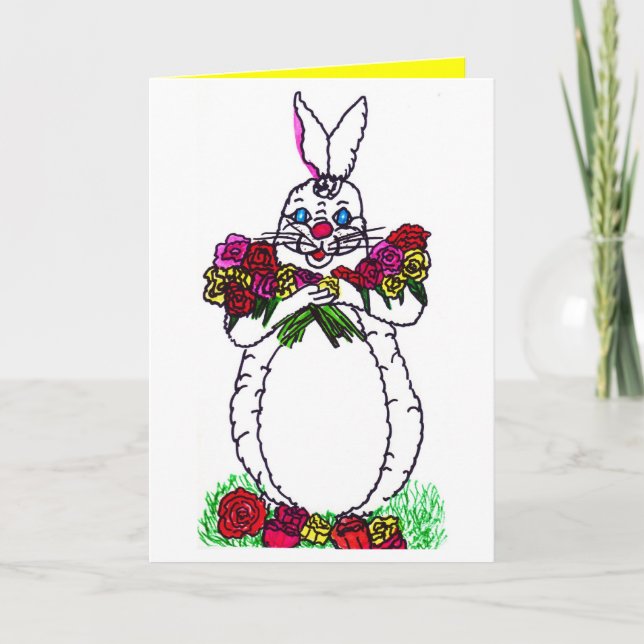 HEUREUX BUNNY DE PÂQUES AVEC carte ROSE (Devant)