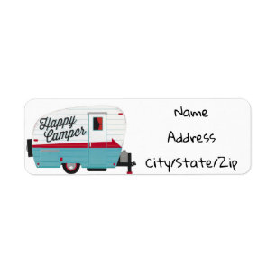 ***HEUREUX CAMPER*** ÉTIQUETTE D'ADRESSE DE RETOU