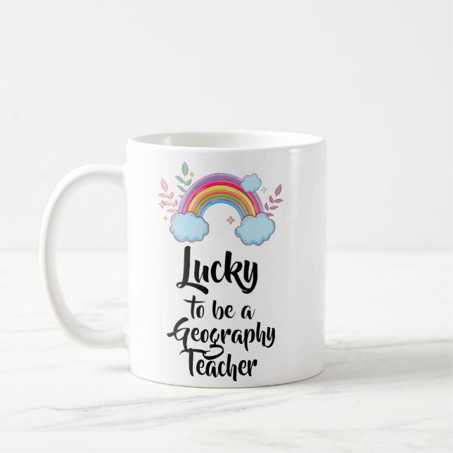 Heureux D'Être Un Enseignant En Géographie Mug (Gauche)