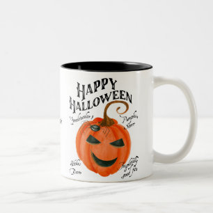 heureux halloween citrouille tasse de café noir bl