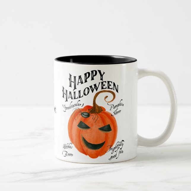 heureux halloween citrouille tasse de café noir bl (Droit)