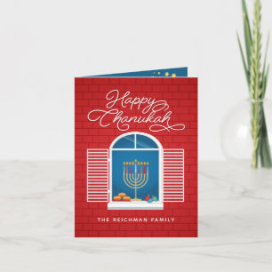 HEUREUX HANOUKKA Menorah Dreidel Carte de voeux