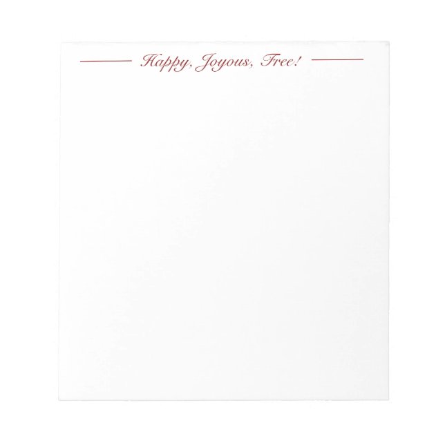 Heureux, Joyeux, Libre ! Bloc-notes (Devant)