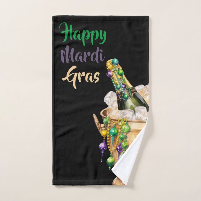 Heureux Mardi Gras Bubbles et perles (Serviette à main)