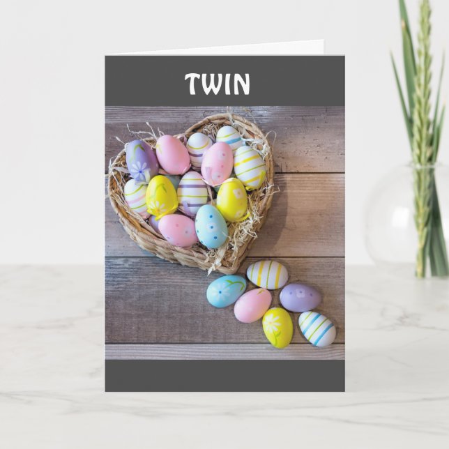 HEUREUX PÂQUES / PRINTEMPS ***TWIN*** CARTE DE PÂQ (Devant)