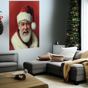 Heureux Père Noël souriant   AI Art Poster