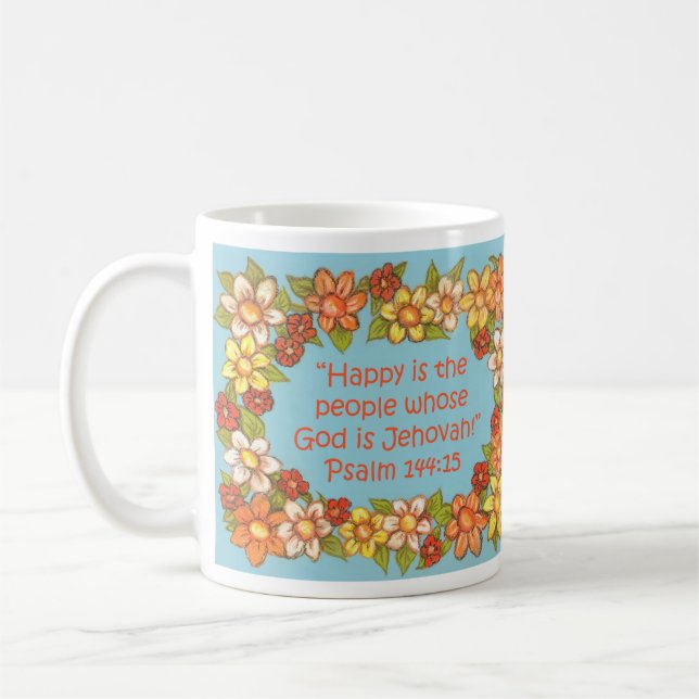 Heureux peuple Dieu est l'Eternel Écriture Mug (Gauche)