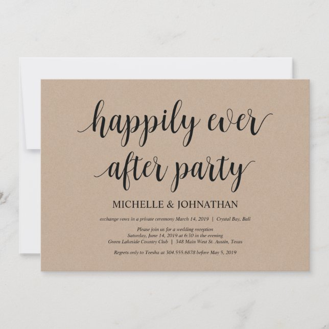 Heureux pour toujours, invitations de mariage en f (Devant)