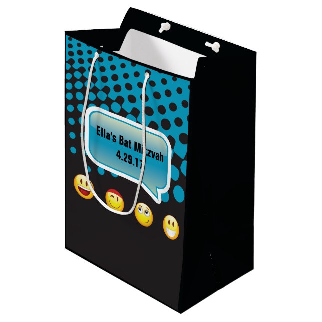 HEUREUX Sac cadeau Bat mitzvah EMOJI Bar (Devant Angle)