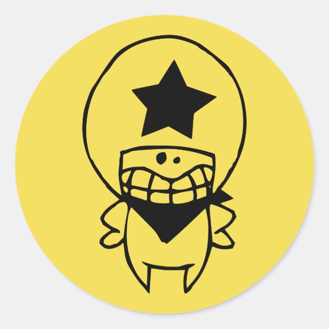 HEUREUX Sticker ROND MONSTER SHERIFF (Devant)