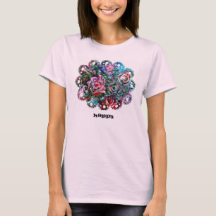 HEUREUX t-shirt d'art mignon avec des roses semi-a