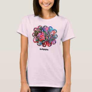 HEUREUX t-shirt d'art mignon avec des roses semi-a