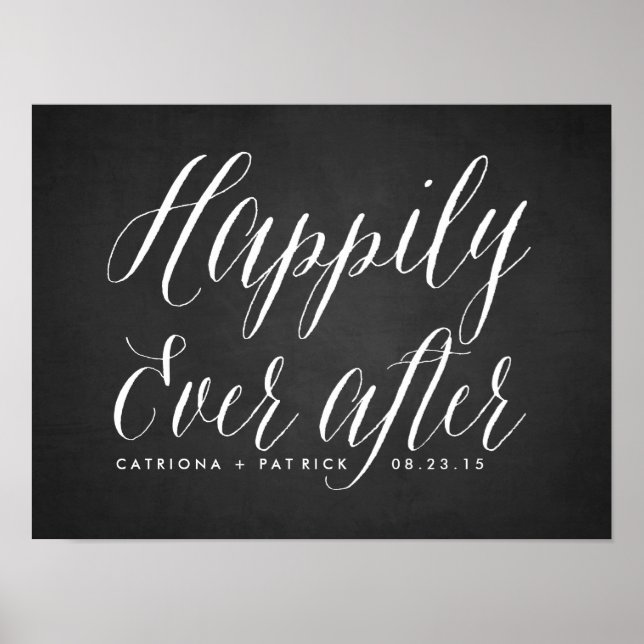 Heureux toujours après Chalkboard Poster Mariage (Devant)