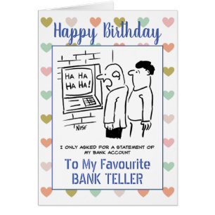 Heureux vendeur de banque d'anniversaire