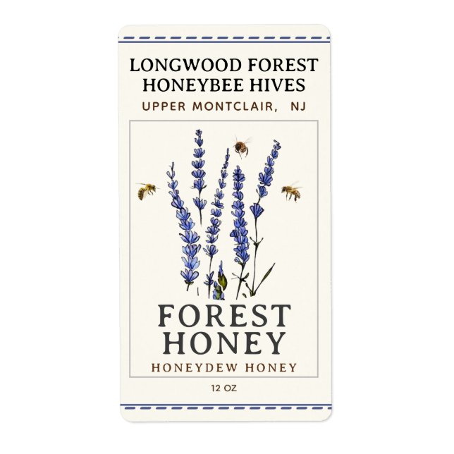 Hex Étiquette abeilles et Lavender HONEY Étiquette (Devant)
