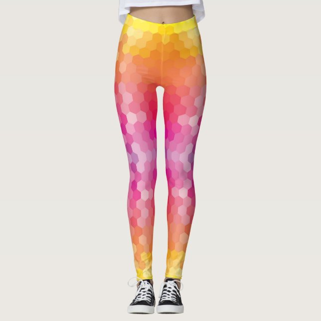 Hexagon coloré Leggings Motifs - Yoga brillant (Devant)