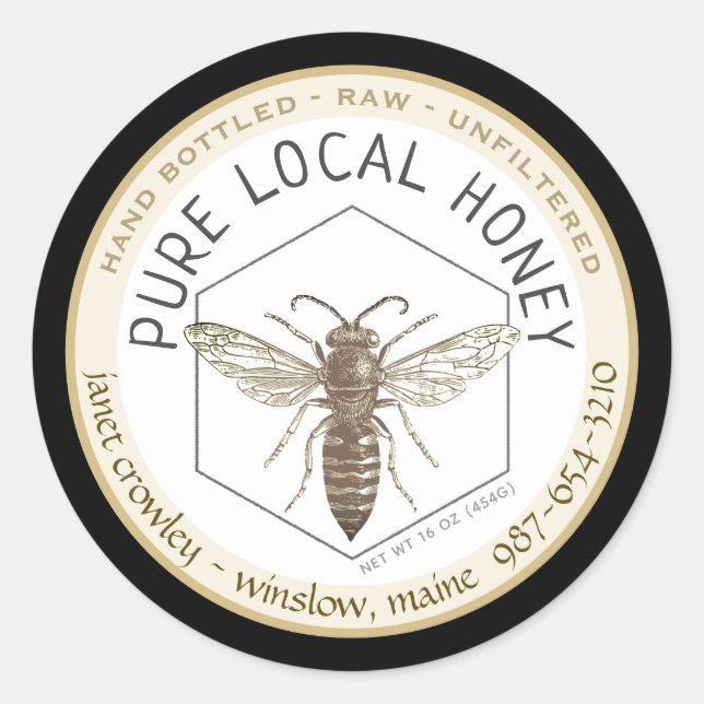 Hexagon Honeybee Miel apiculteurs Étiquette (Devant)