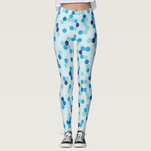 Hexagon Motif Leggings bleus