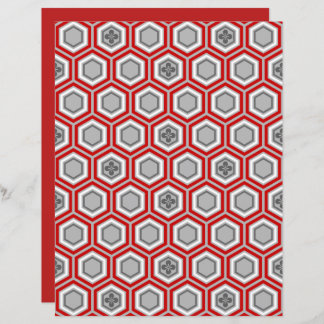 Hexagonal Kimono Imprimer, rouge et gris / gris