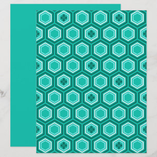 Hexagonal Kimono Imprimer, Turquoise, Aqua et Blan