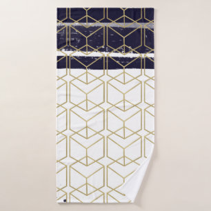 Hexagone Bleu marine moderne géométrique doré Glam