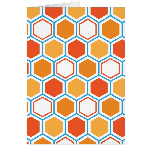 Hexagone en orange, bleu et blanc (Devant)