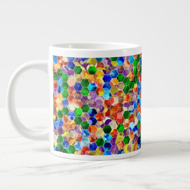Hexagons horizontaux Piecsimilés point 20oz Mug (Gauche)