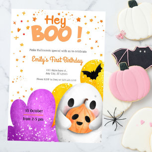 Hey Boo Cute Premier Invitation de fête d'annivers