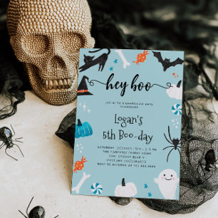 Hey Boo Halloween Anniversaire bleu Invitation