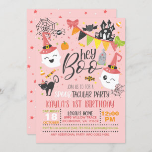 Hey Boo Halloween Invitation Anniversaire - Rose