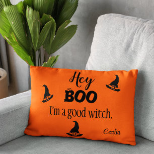 Hey Boo Nom sur Orange Halloween Coussin
