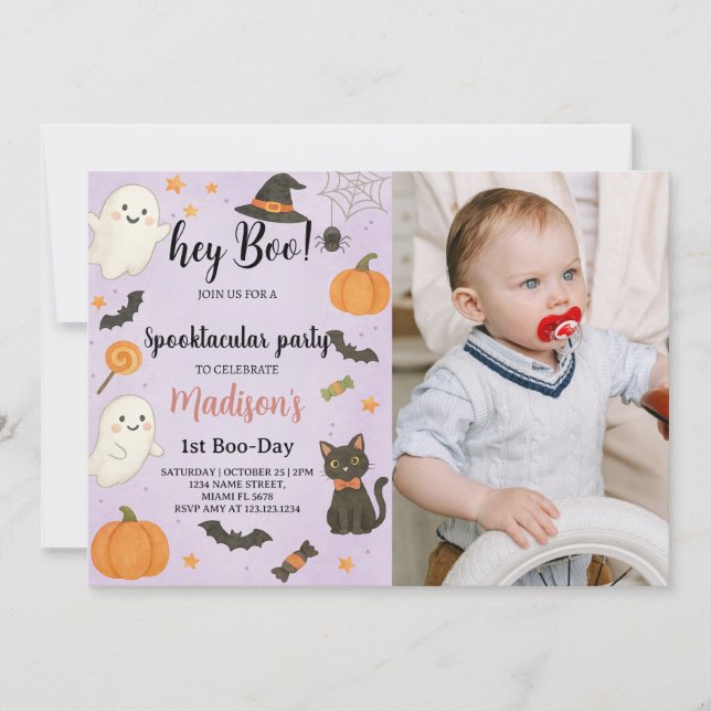Hey Boo Spooktacular 1er Anniversaire Invitation (Devant)