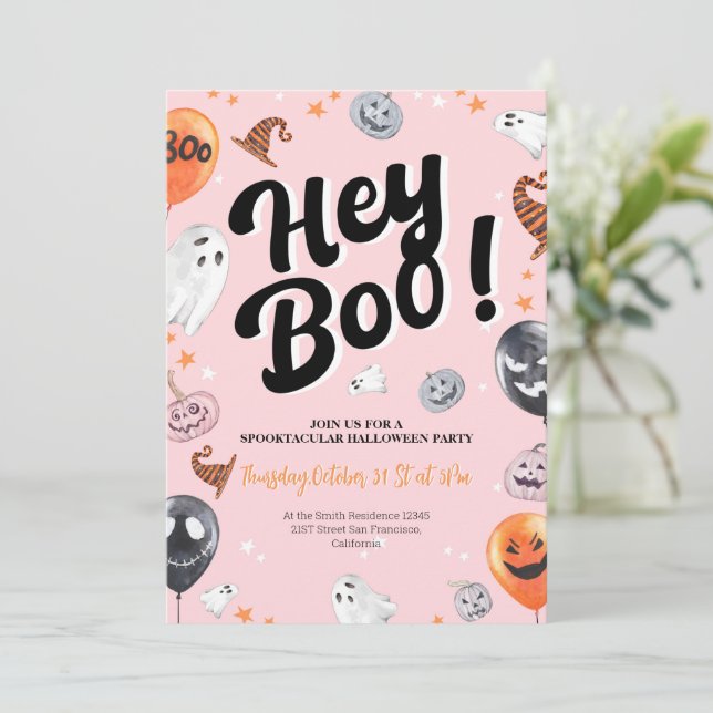 Hey Boo Spooktacular Halloween Party Invitation (Debout devant)