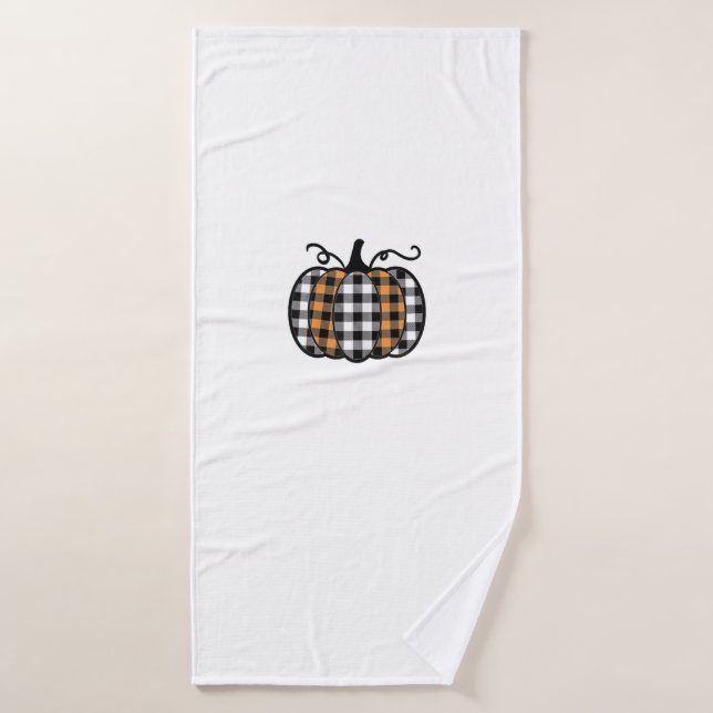 Hey Citrouille Buffalo Plaid pour l'automne automn (Serviette de bain)
