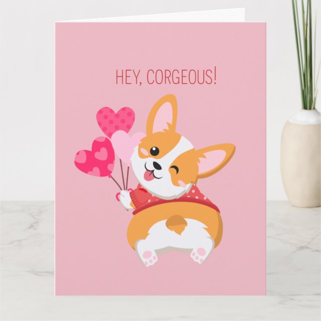 Hey Corgeous ! Carte de la Saint-Valentin (Devant)