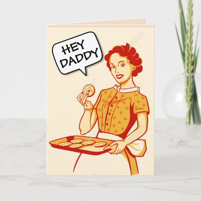 HEY DADDY RETRO FUNNY GREETING CARTES BLANC (Devant)