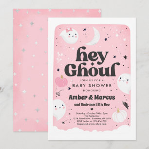 Hey Ghoul Rose Girl Baby shower fantôme Invitation
