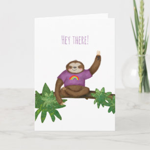 'Hey là' mignonne carte paresse yoga
