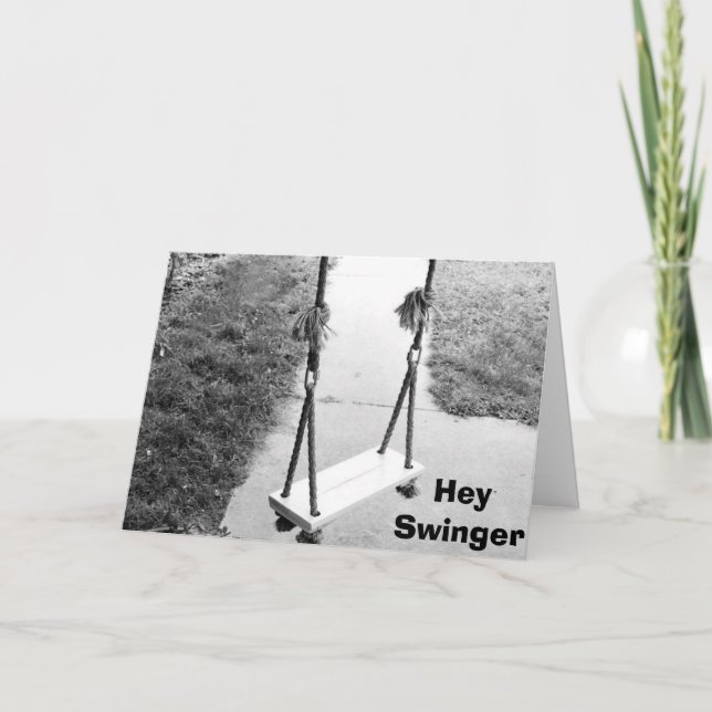 "HEY SWINGER" GRANDE CARTE D'ANNIVERSAIRE (Devant)